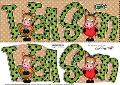 Gigi Horse Large Dl Get Well Soon Quick Card N 3D Decoupage