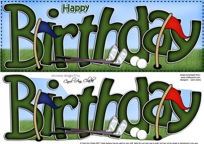 Birthday Golf Large Dl Sports Quick Card N 3D Decoupage