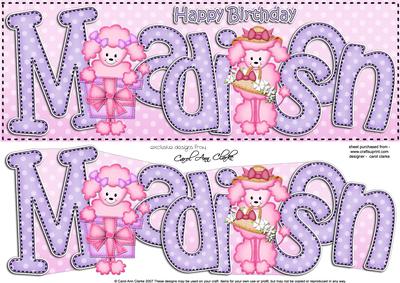 Poodle Dog Birthday Madison Large Dl Quick Card 3D Decoupage