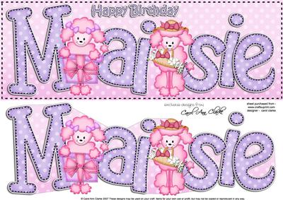 Poodle Dog Birthday Maisie Large Dl Quick Card 3D Decoupage