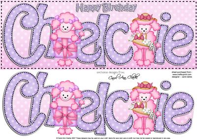 Poodle Dog Birthday Chelcie Large Dl Quick Card 3D Decoupage