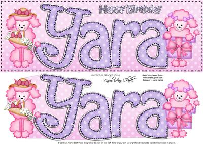 Poodle Dog Birthday Yara Large Dl Quick Card 3D Decoupage