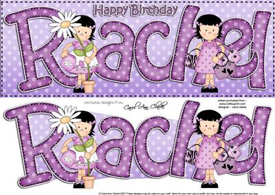 Girlz Birthday Rachel Large Dl Quick Card 3D Decoupage