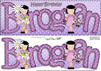 Girlz Birthday Brogan Large Dl Quick Card 3D Decoupage