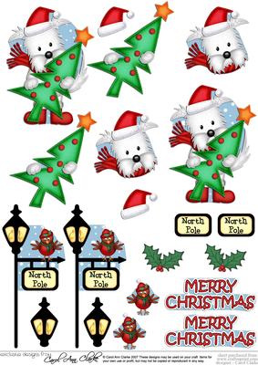 Xmas Westie Dog 3D Decoupage Step by Step Designs