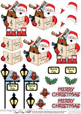 Xmas Rudolph & Santa 3D Decoupage Step by Step Designs