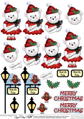 Xmas Teddy Tess's Letter 3D Decoupage Step by Step Designs