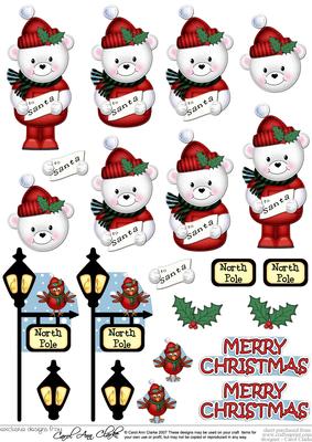 Xmas Teddy Ed's Letter 3D Decoupage Step by Step Designs