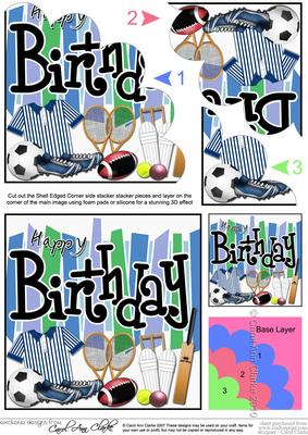 Birthday Sports N Games Shell Edged Corner Side Stacker