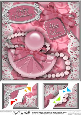 8 x 8 Perfume Lace N Pearls Scalloped Corner Topper
