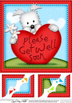 8 x 8 Westie Dog's Get Well Heart Scalloped Topper