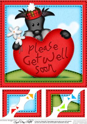 8 x 8 Scottie Dog's Get Well Heart Scalloped Topper