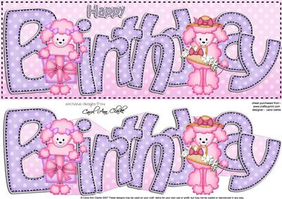 Poodle Dog Birthday Large Dl Quick Card 3D Decoupage