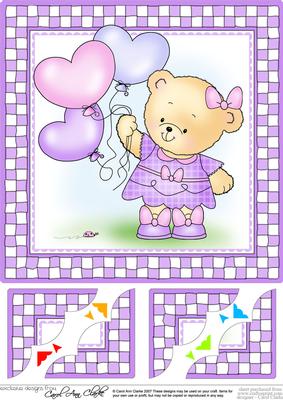 8 x 8 Rosie Teddy's Balloons Scalloped Corner Topper