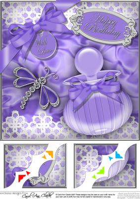 8 x 8 Perfume Lace N Dragonfly Scalloped Corner Topper