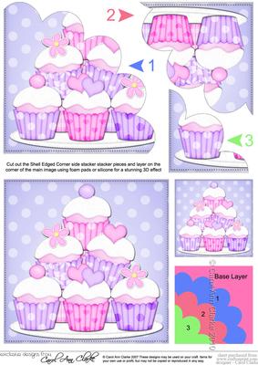Cupcakes Felties Shell Edged Corner Side Stacker