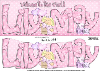 Large Dl New Baby Lily May Felties Card & 3D Decoupage