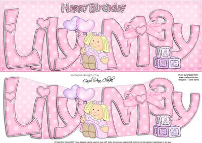 Large Dl Birthday Lily May Felties Card & 3D Decoupage