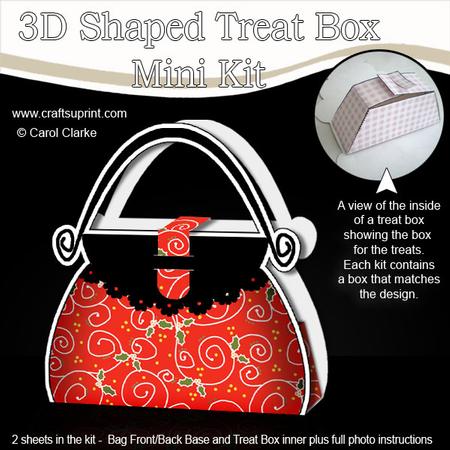Holly Swirls Handbag Shaped Treat or Favour Box Mini Kit