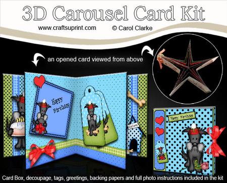 3D Hamish Scottie Dog Carousel Card Kit