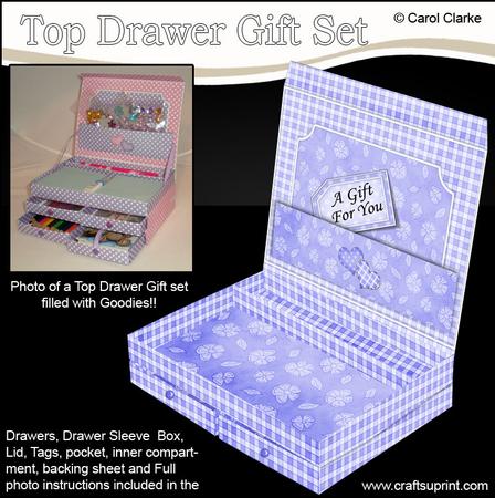 3D Pretty Gingham and Flowers Top Drawer Gift Set Kit