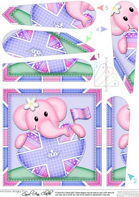 Lola Elephants Union Jack Flag Heart Fan Pyramage Topper