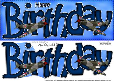 Birthday Spitfire Plane Large Dl Quick Card N 3D Decoupage