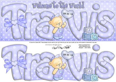 Large Dl New Baby Travis Quick Card N 3D Decoupage