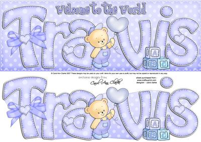 Large Dl New Baby Travis Quick Card N 3D Decoupage