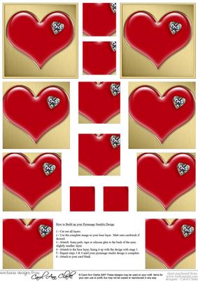 Enamel Heart Set with Heart Shaped Diamond Pyramage Sheet