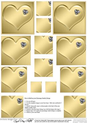 Enamel Heart Set with Heart Shaped Diamond Pyramage Sheet
