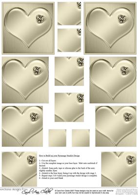 Enamel Heart Set with Heart Shaped Diamond Pyramage Sheet