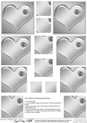 Enamel Heart Set with Heart Shaped Diamond Pyramage Sheet