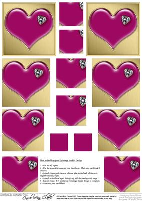 Enamel Heart Set with Heart Shaped Diamond Pyramage Sheet