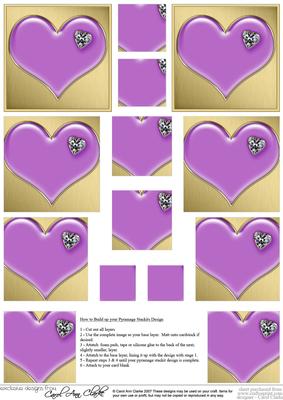 Enamel Heart Set with Heart Shaped Diamond Pyramage Sheet
