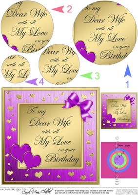 Elegant Romance Wife Birthday Quick Card & Circle Pyramage