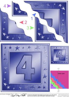 4th Birthday Bright Metallic Age Wavy Corner Side Stacker