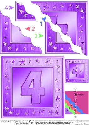 4th Birthday Bright Metallic Age Wavy Corner Side Stacker