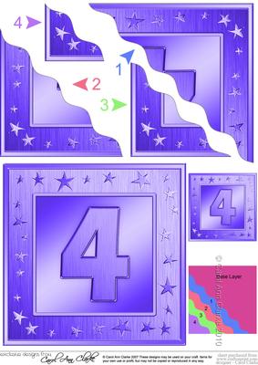 4th Birthday Bright Metallic Age Wavy Corner Side Stacker