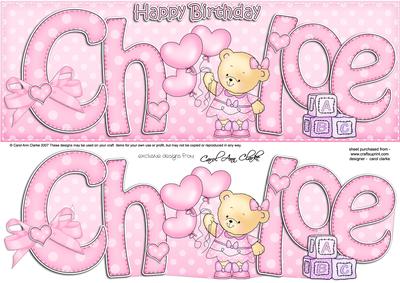 Birthday Chloe Large Dl Quick Card N 3D Decoupage