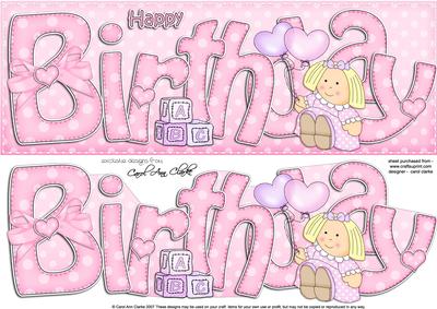 Birthday Doll Large Dl Quick Card N 3D Decoupage