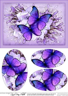 A5 Butterflies N Flowers Oval Pyramage Topper