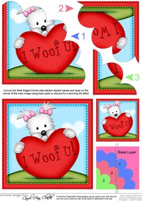 Westie Dog's Heart Love Shell Edged Corner Side Stacker