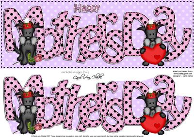 Scottie Dog Large Dl Mothers Day Quick Card N 3D Decoupage