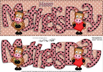 Gi Gi Horse Large Dl Mothers Day Quick Card N 3D Decoupage