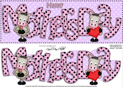 Gi Gi Horse Large Dl Mothers Day Quick Card N 3D Decoupage
