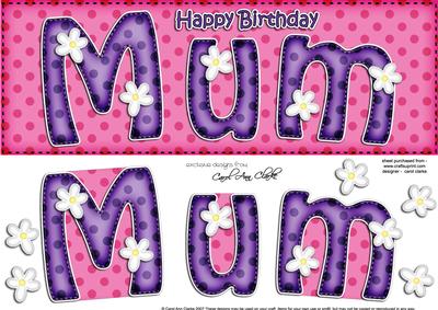 Large Dl Birthday Mum Quick Card N 3D Decoupage