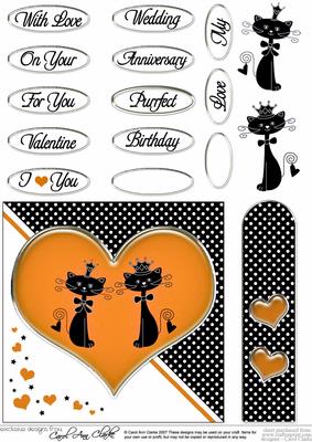 Kool Kats Purrfect Love Quick Card with Decoupage