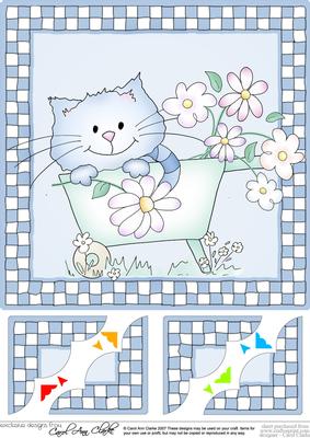 8 x 8 Cute Cat Scalloped Corner Topper