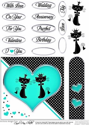 Kool Kats Purrfect Love Quick Card with Decoupage